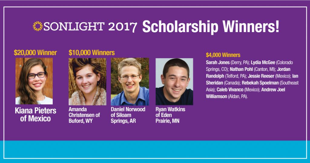 2017 Sonlight Scholarship Winners!
