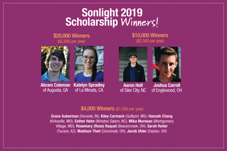 2019 Sonlight Scholarship Winners