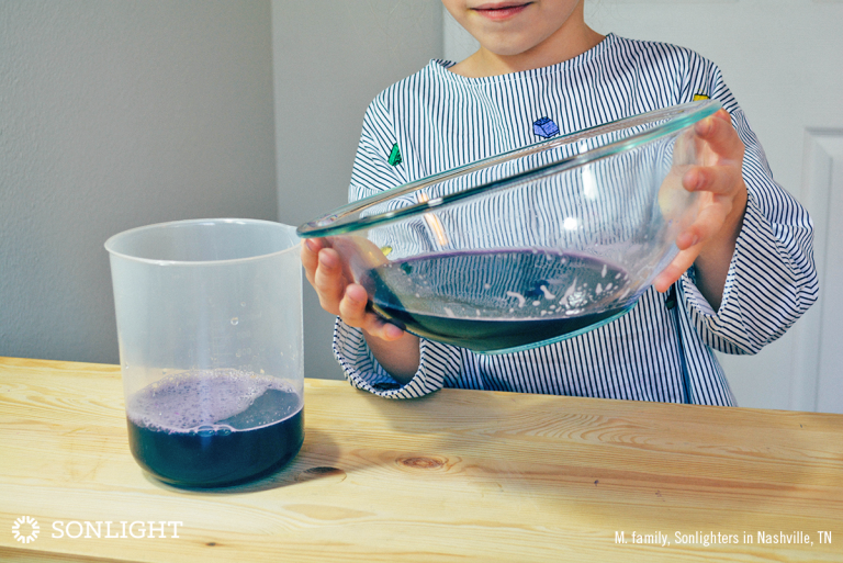 Transfer your anthocyanin indicator to a beaker or pitcher for easy pouring.