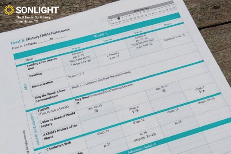 a Sonlight Instructor's Guide page